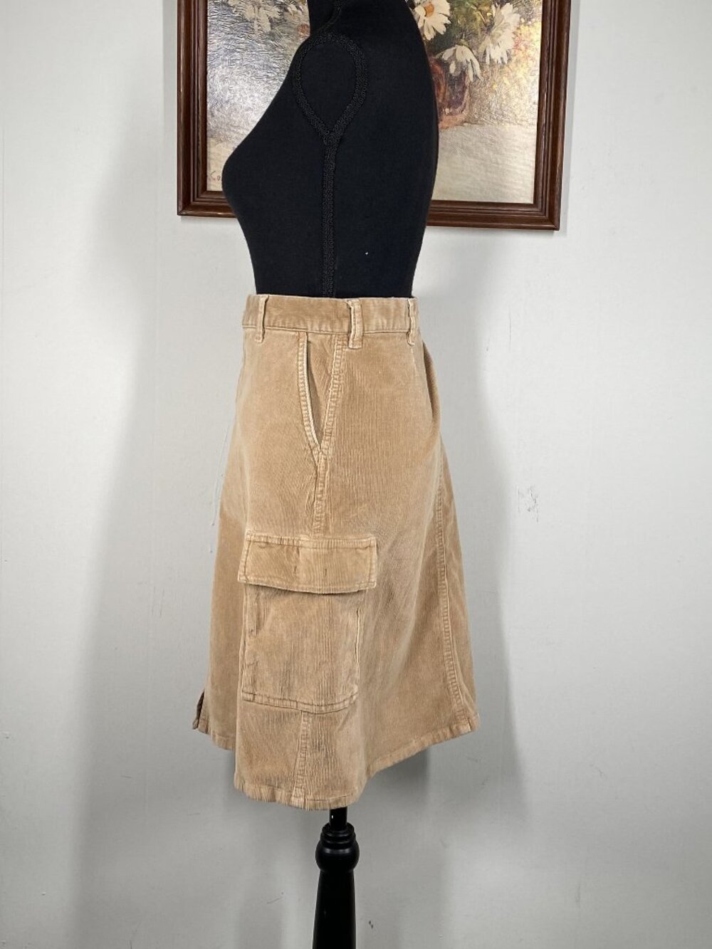 Polo Ralph Lauren Corduroy Cargo Skirt Women's 12 Brown Front Slit - Picture 2 of 13